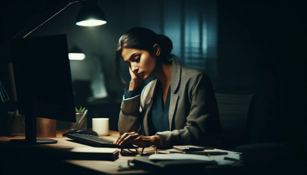 working woman in depression